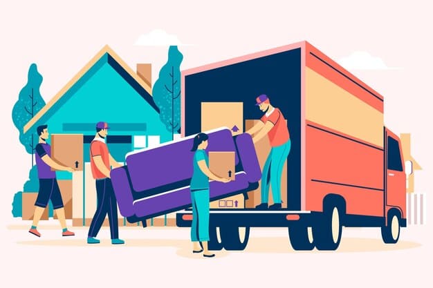 استخدام معدات الرفع الحديثة لشحن الأثاث